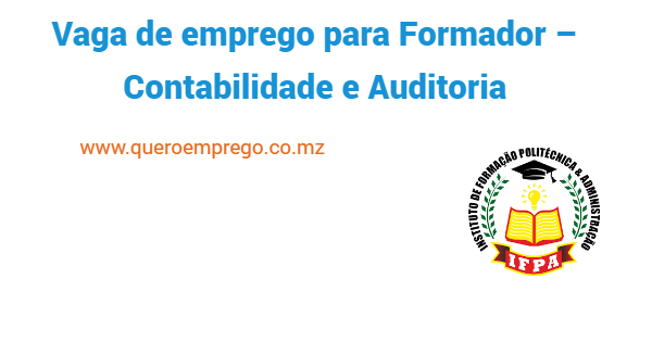 Vaga de emprego para Formador – Contabilidade e Auditoria