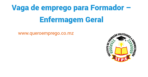 Vaga de emprego para Formador – Enfermagem Geral