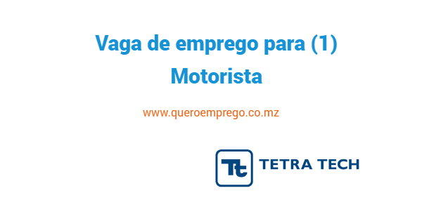 Vaga de emprego para (1) Motorista