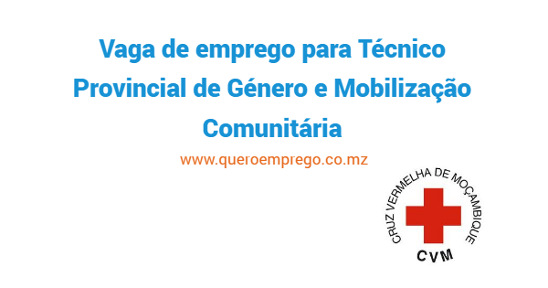 Vaga de emprego para Técnico Provincial de Género e Mobilização Comunitária