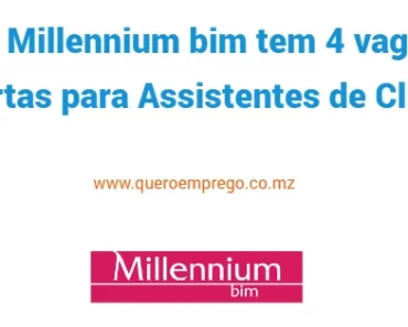 O Millennium bim está com 4 vagas de emprego em aberto. Candidata-se já!