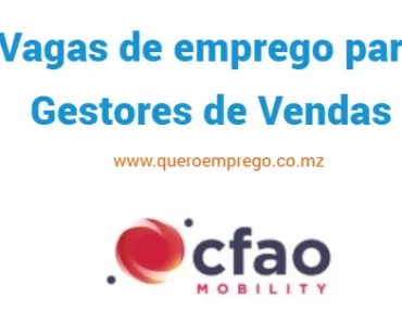 A CFAO Mobility Mozambique está a recrutar Gestores de Vendas