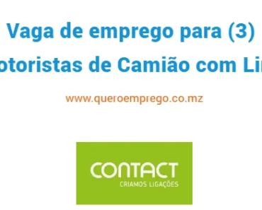 A Contact está a recrutar (3) Motoristas de Camião com Link