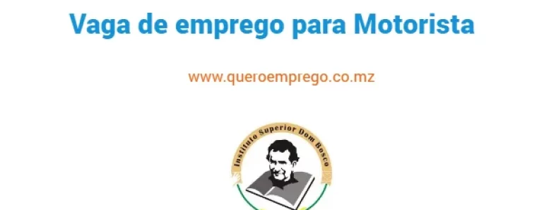 O Instituto Superior Dom Bosco (ISDB) está a recrutar (1) Motorista